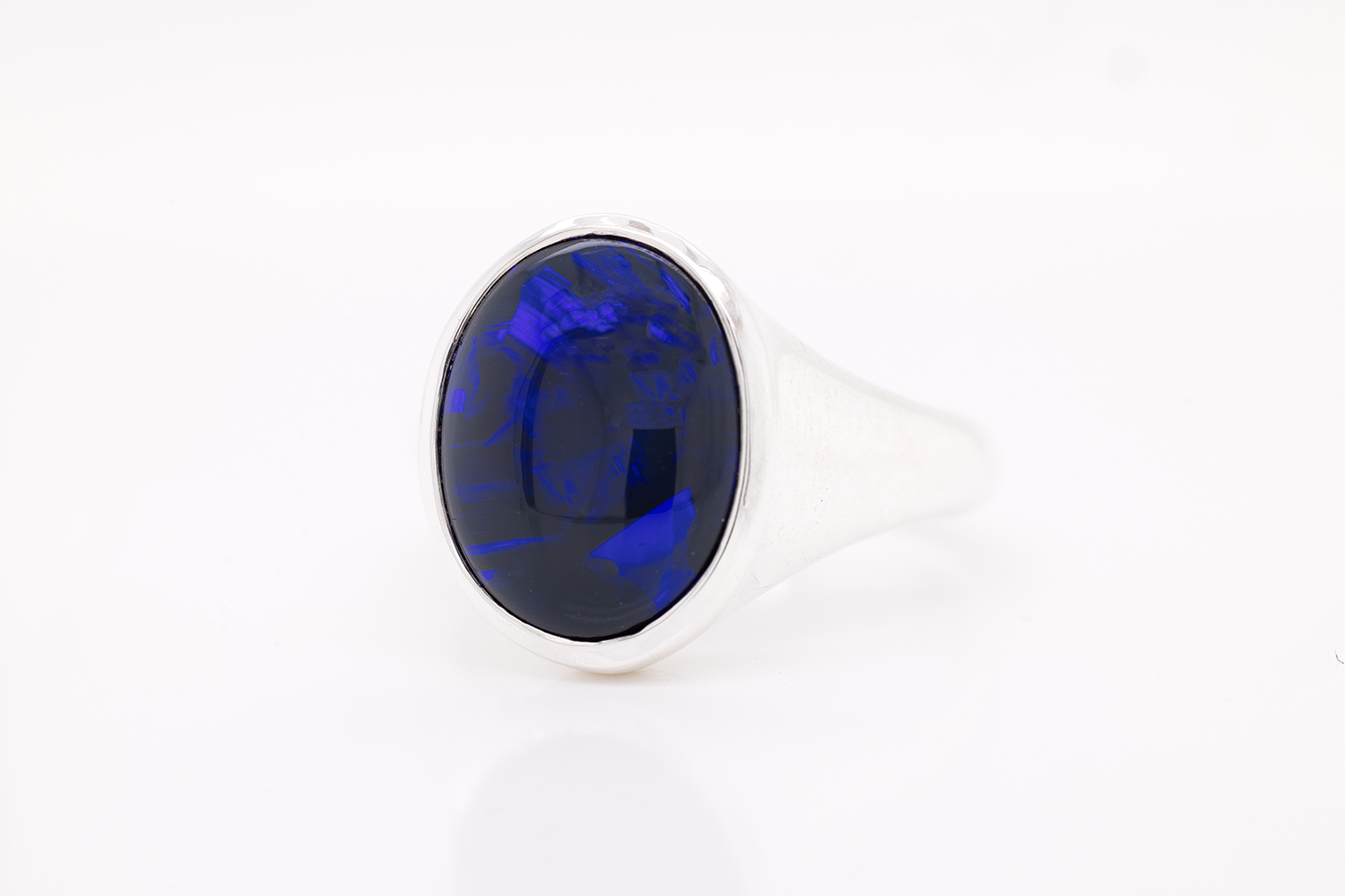 Custom Valentina Ring Sterling Silver with 7.74 ct Black Opal