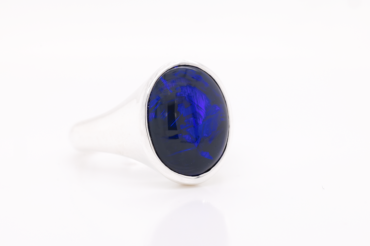Custom Valentina Ring Sterling Silver with 7.74 ct Black Opal