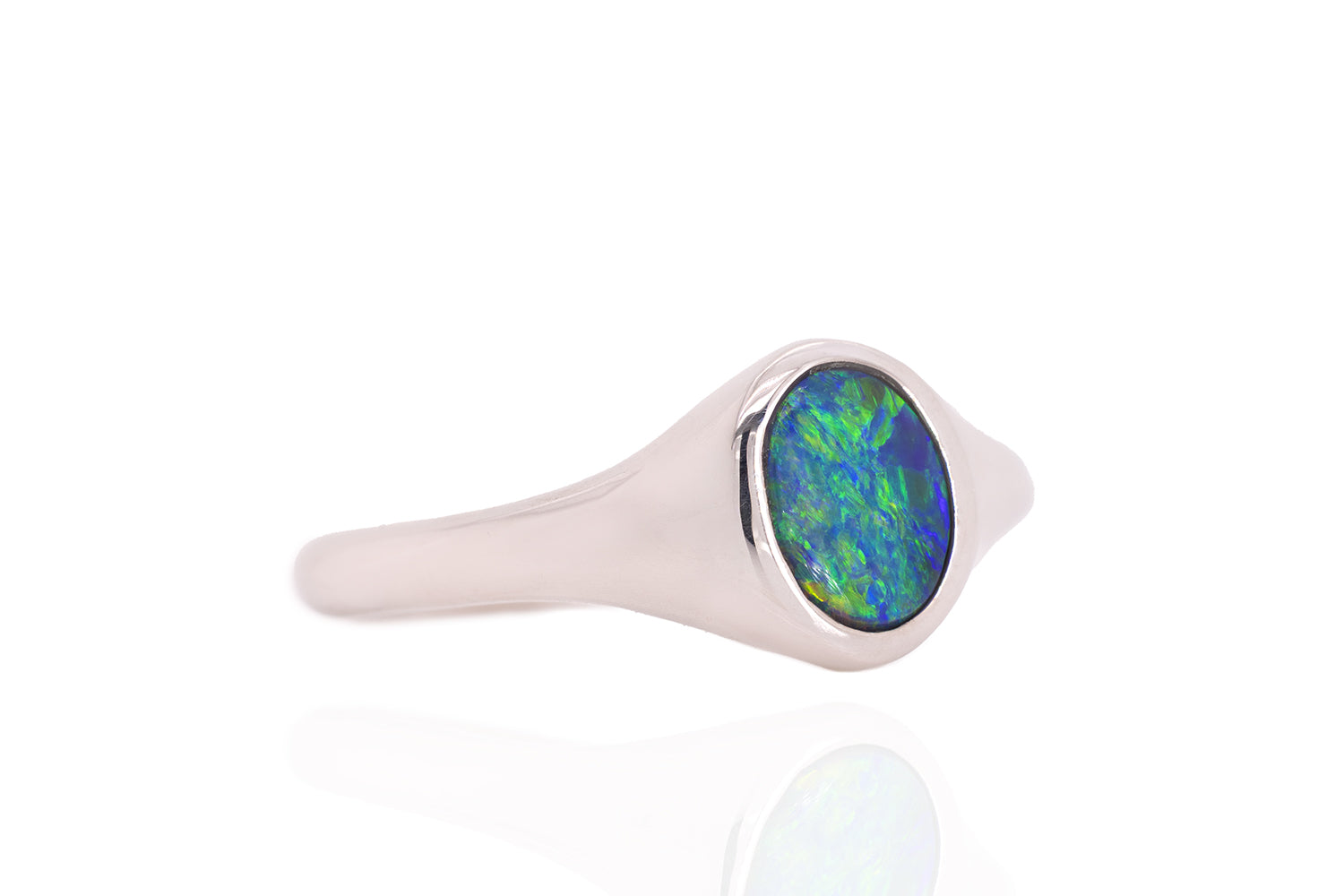 Australian 0.58ct Black Opal Sterling Silver Valentina Petite Ring