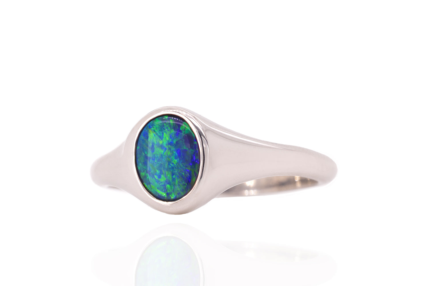 Valentina Petite — Sterling Silver 0.58 ct Black Opal Ring