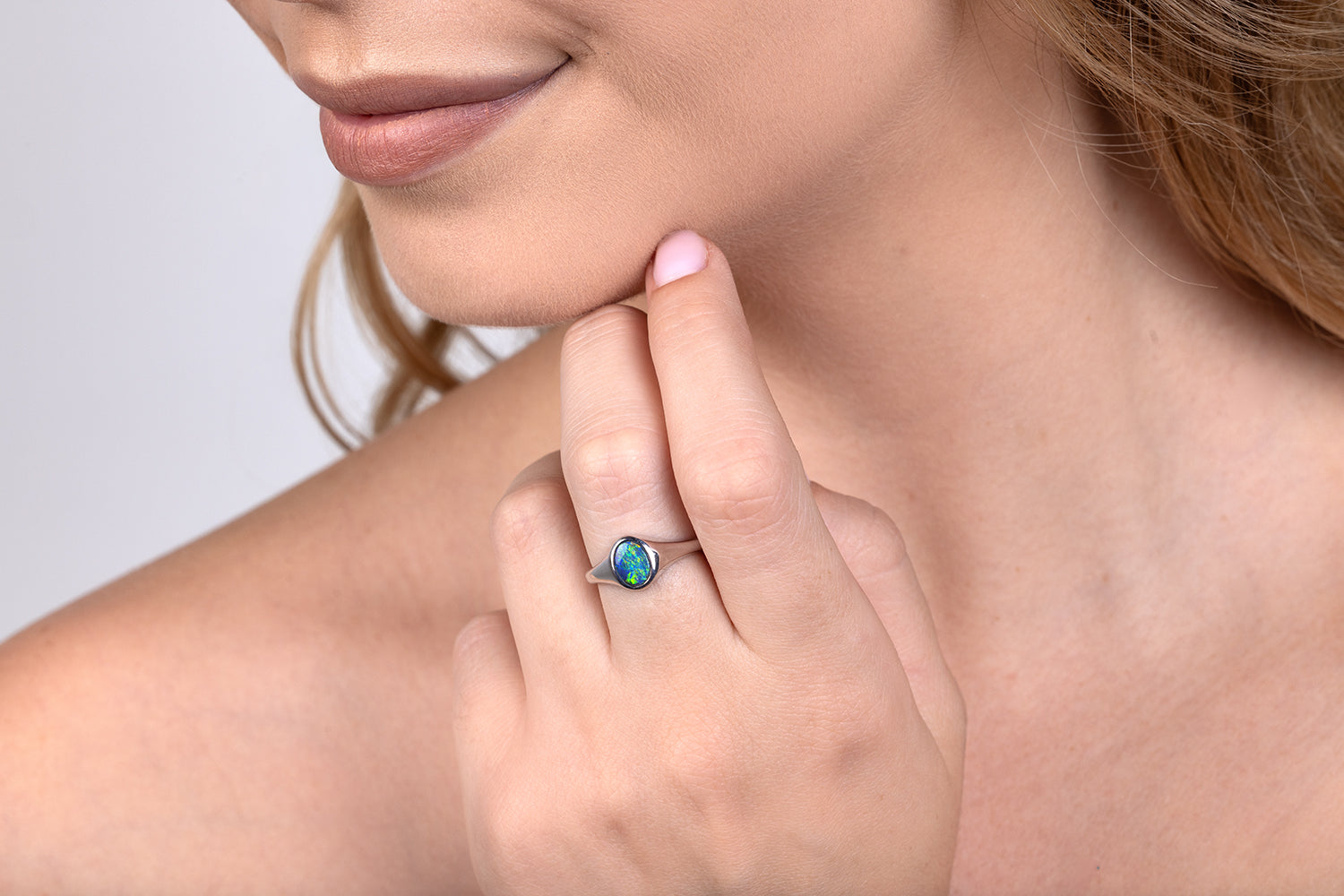 Valentina Petite — Sterling Silver 0.58 ct Black Opal Ring