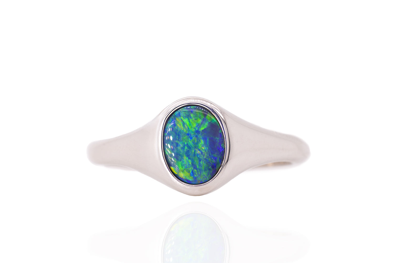 Australian 0.58ct Black Opal Sterling Silver Valentina Petite Ring