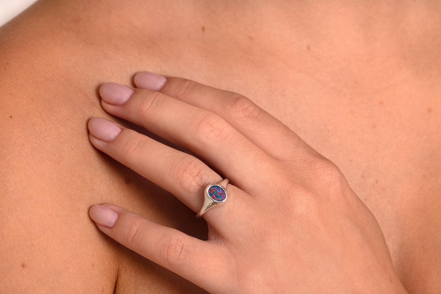 Valentina Petite — Sterling Silver 0.65 ct Black Opal Ring