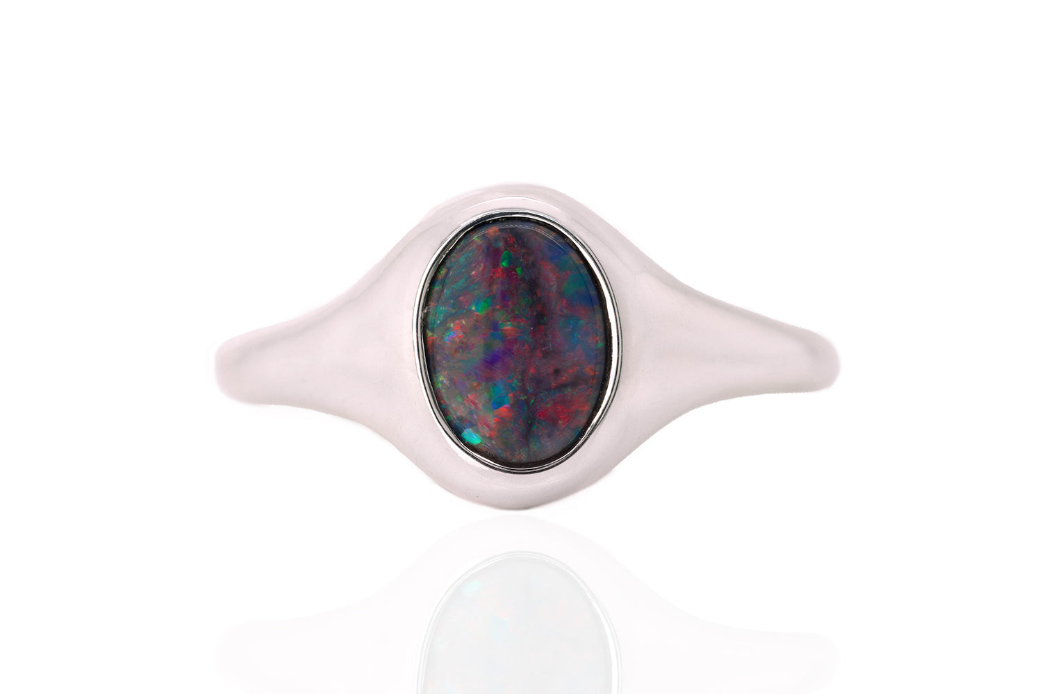 Valentina Petite — Sterling Silver 0.65 ct Black Opal Ring
