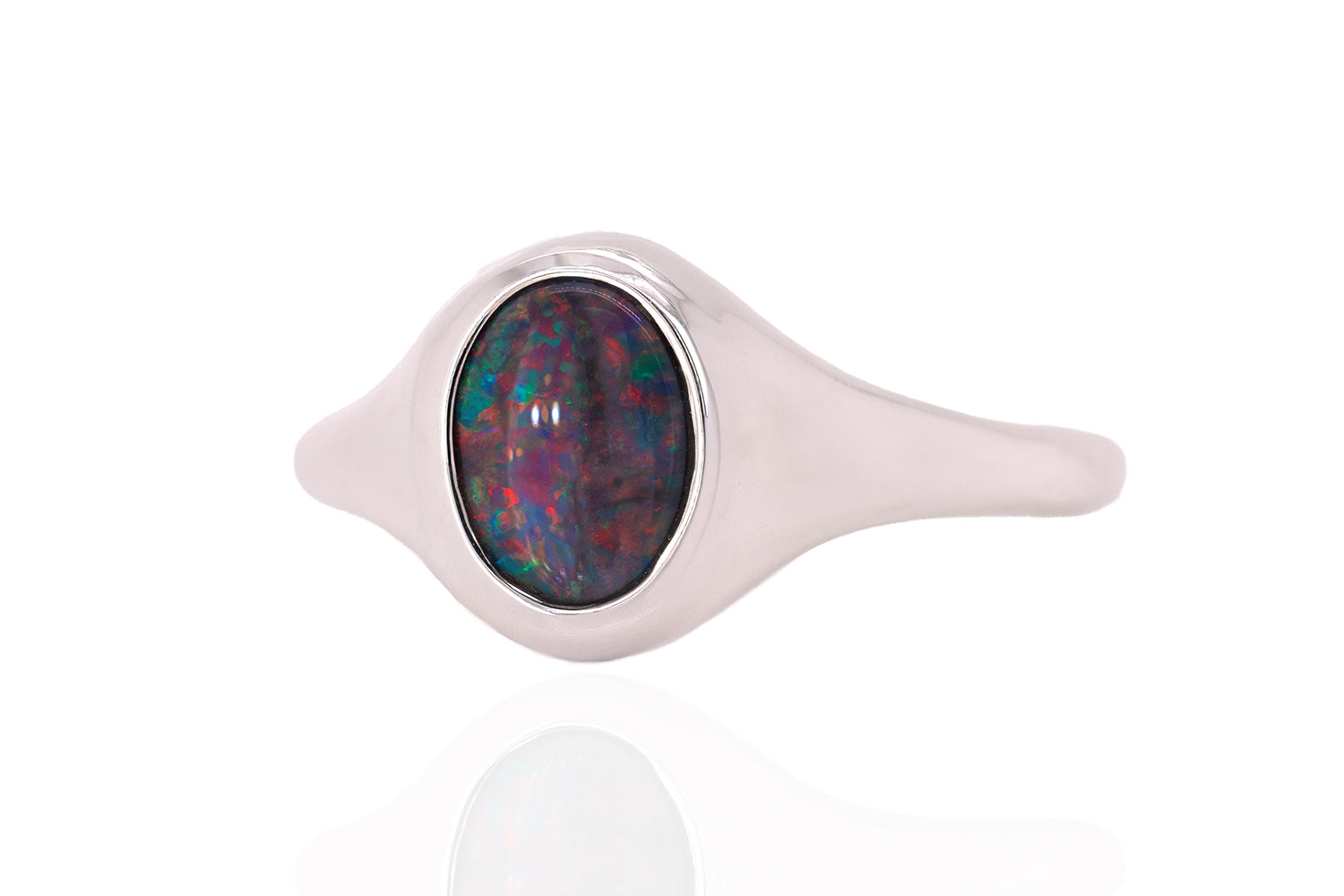 Valentina Petite — Sterling Silver 0.65 ct Black Opal Ring