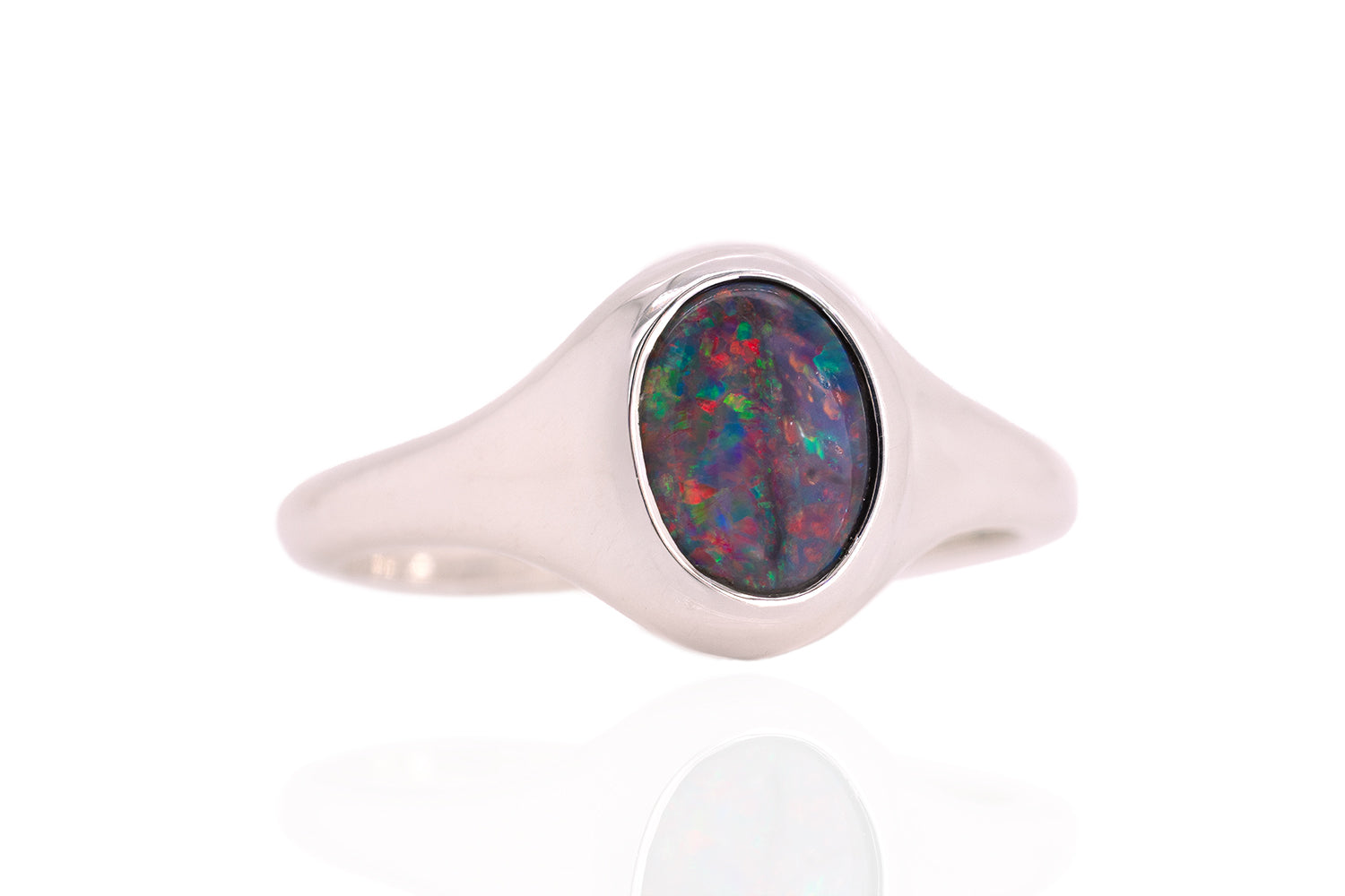 Valentina Petite — Sterling Silver 0.65 ct Black Opal Ring