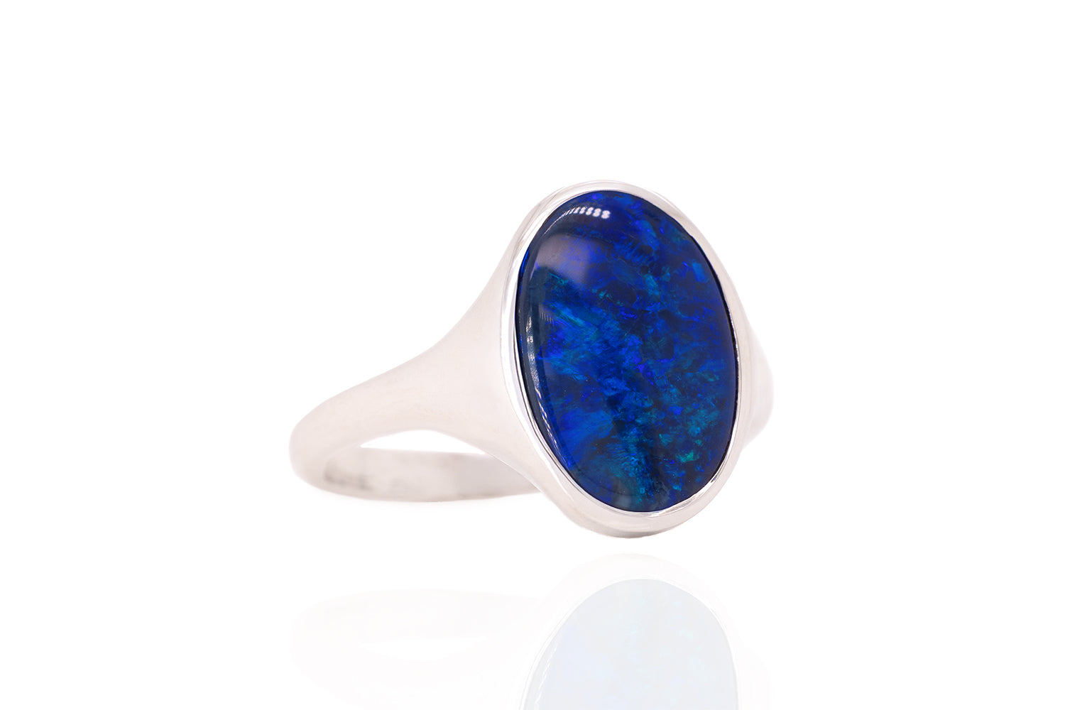 Australian 3.66ct Black Opal Sterling Silver Valentina Ring