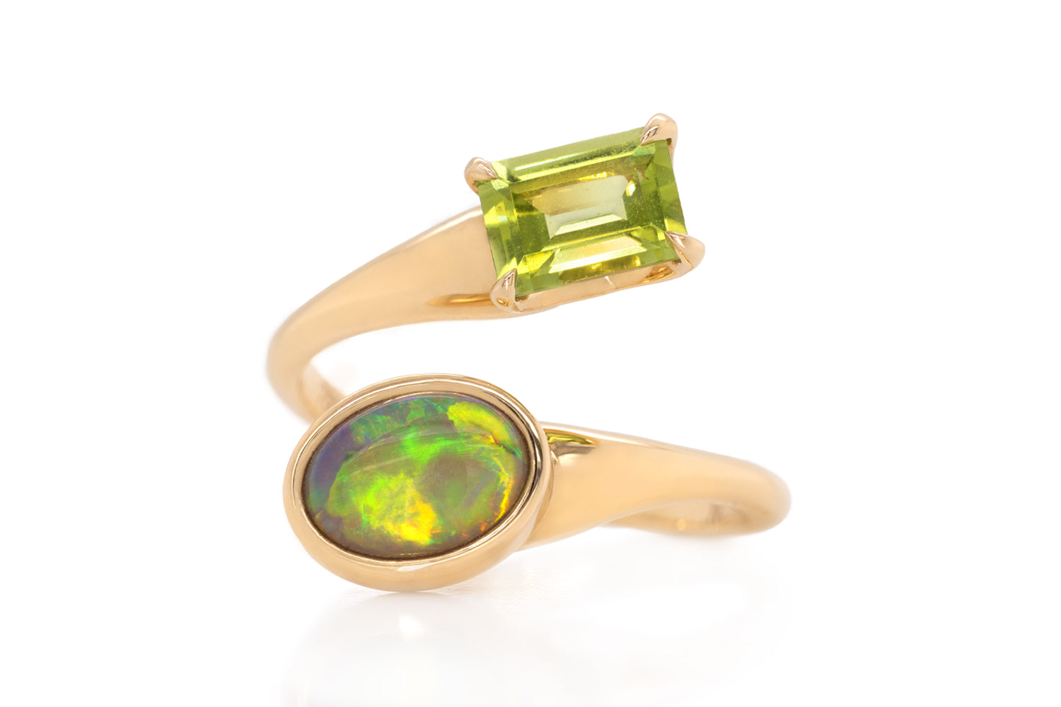 Spirit Gold Ring — crystal opal & peridot #2