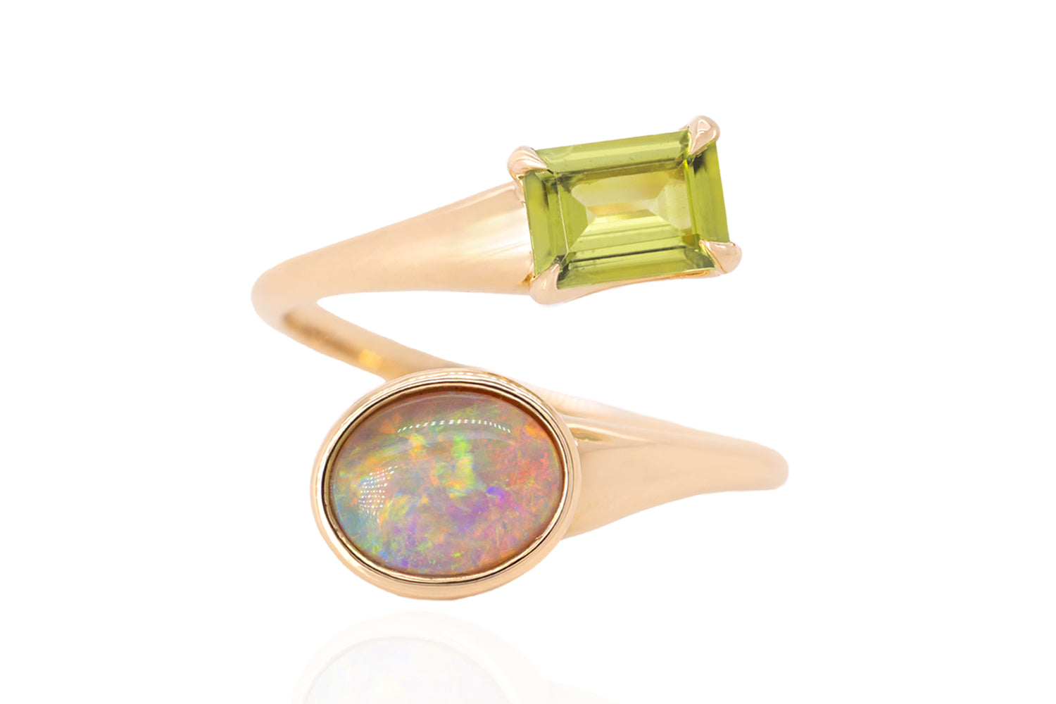 Spirit Gold Ring — crystal opal & peridot #1