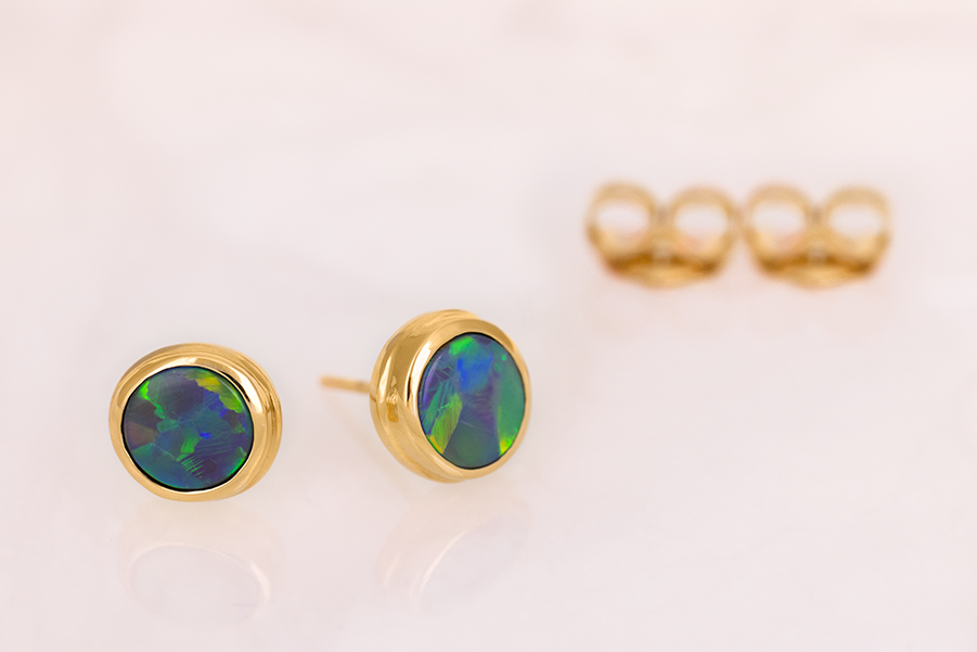Gabriel Earrings 18kt Gold 2.16ct Black Opals