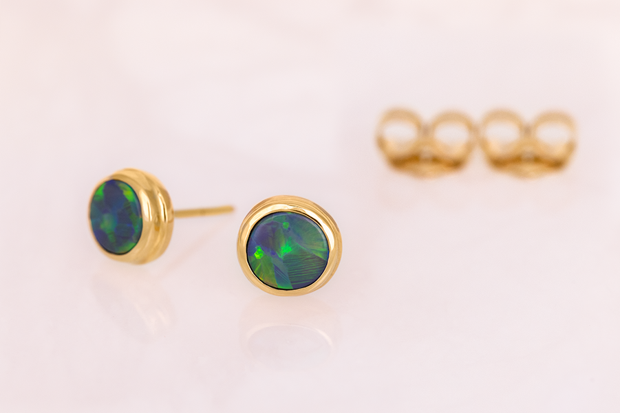 Gabriel Earrings 18kt Gold 2.16ct Black Opals