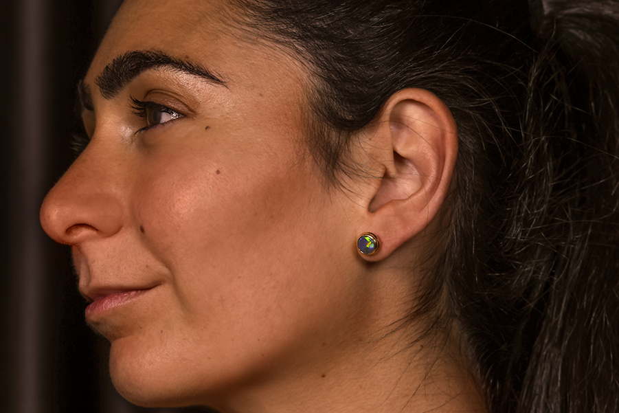 Gabriel Earrings 18kt Gold 2.16ct Black Opals