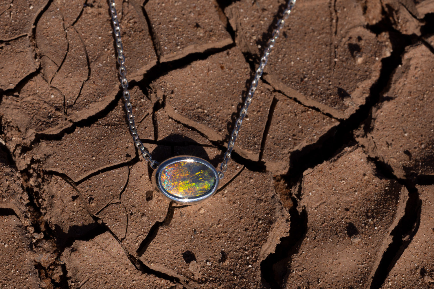 Johanna — Sterling Silver 1.95 ct Black Opal Necklace