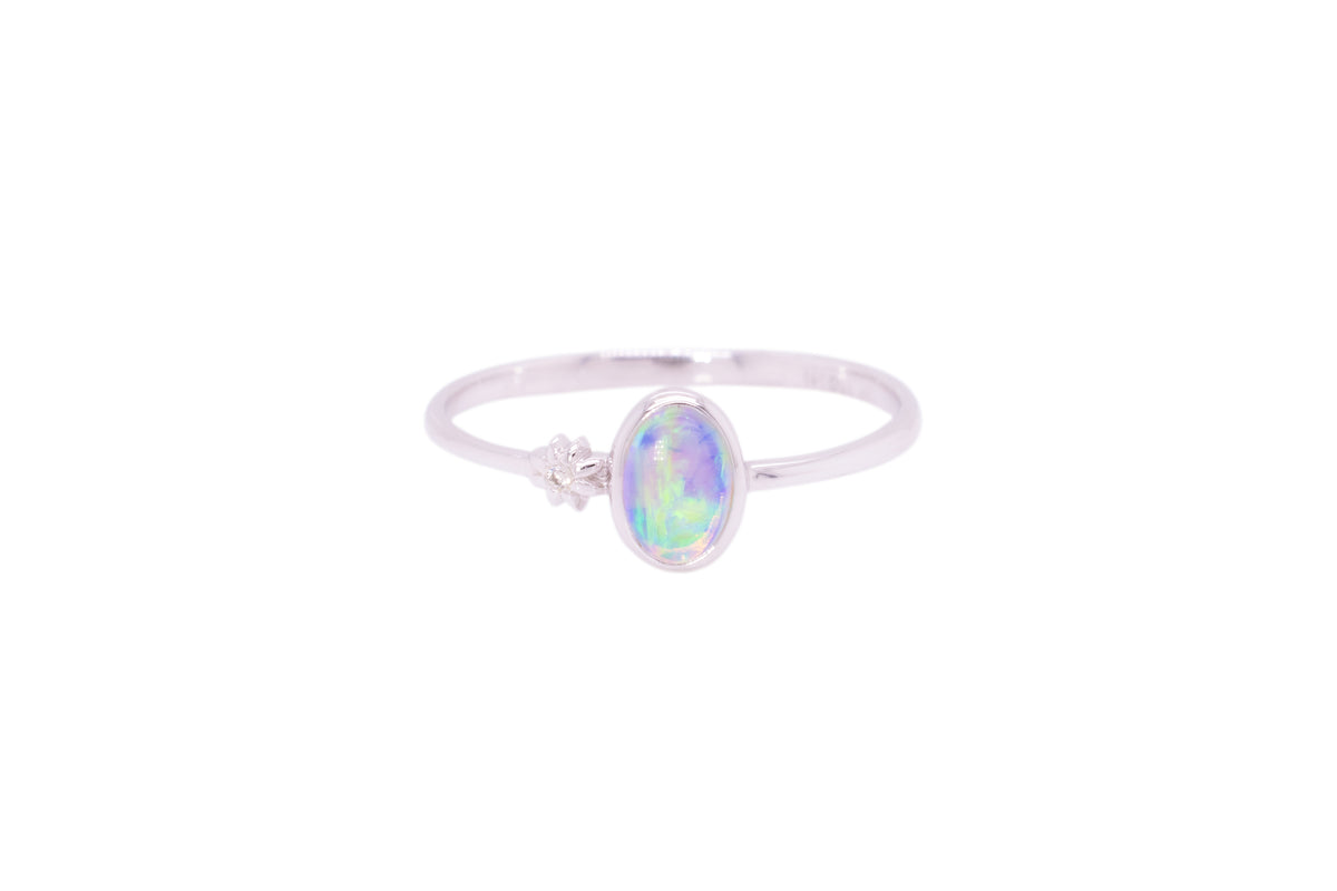 Luna — 18kt White Gold 0.30 ct Crystal Opal Diamond Ring