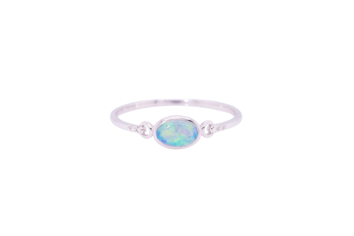 Nina — 18kt White Gold 0.30 ct Crystal Opal Diamond Ring