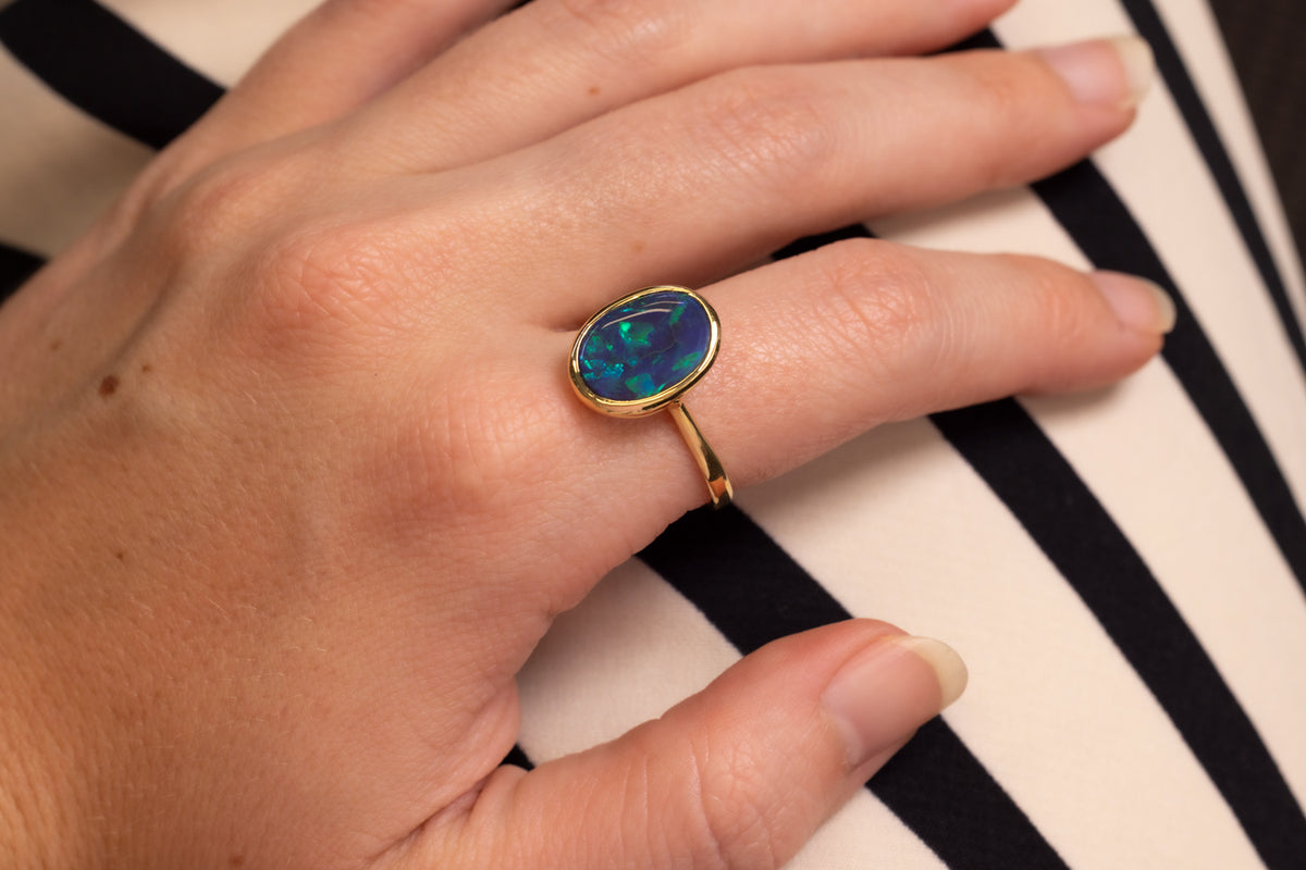 Tatiana — 18kt Yellow Gold 2.87 ct Black Opal Ring