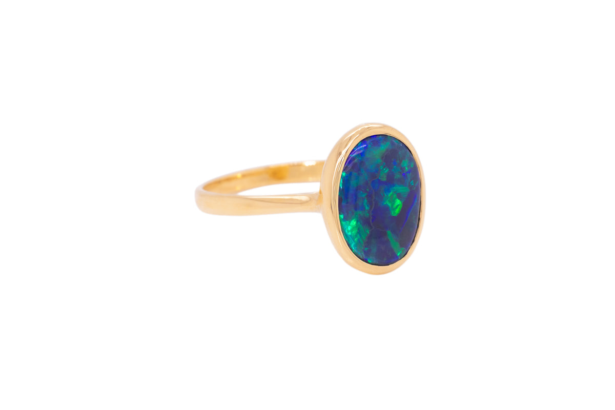 Tatiana — 18kt Yellow Gold 2.87 ct Black Opal Ring