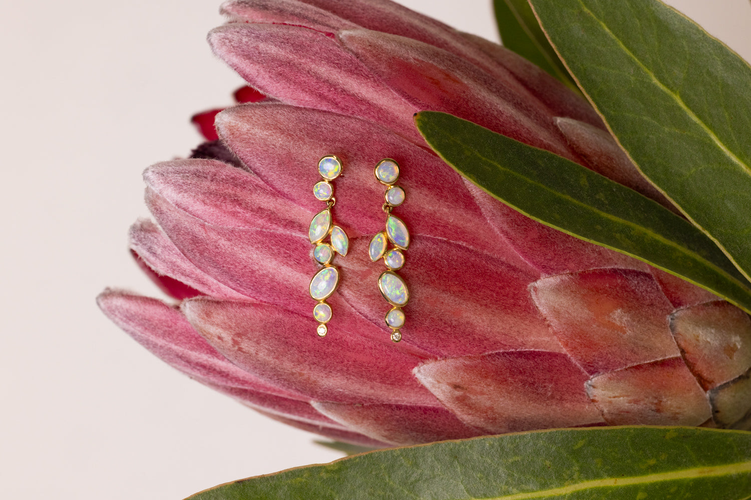 Vivienne — 18kt Yellow Gold 1.10 ct Crystal Opal Drop Earrings