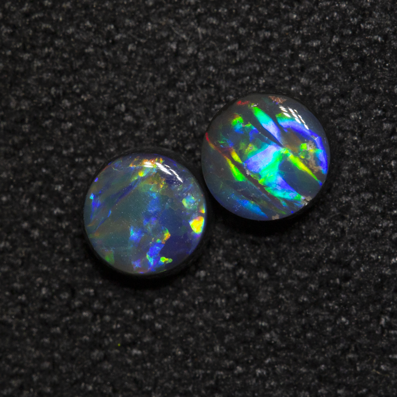 0.44 ct black opal pair 3.8x3.8x2.1mm