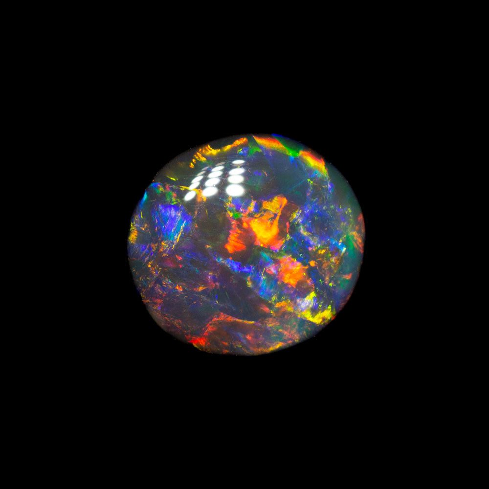 0.71 ct gem black opal 7.1x6.6x2.2mm