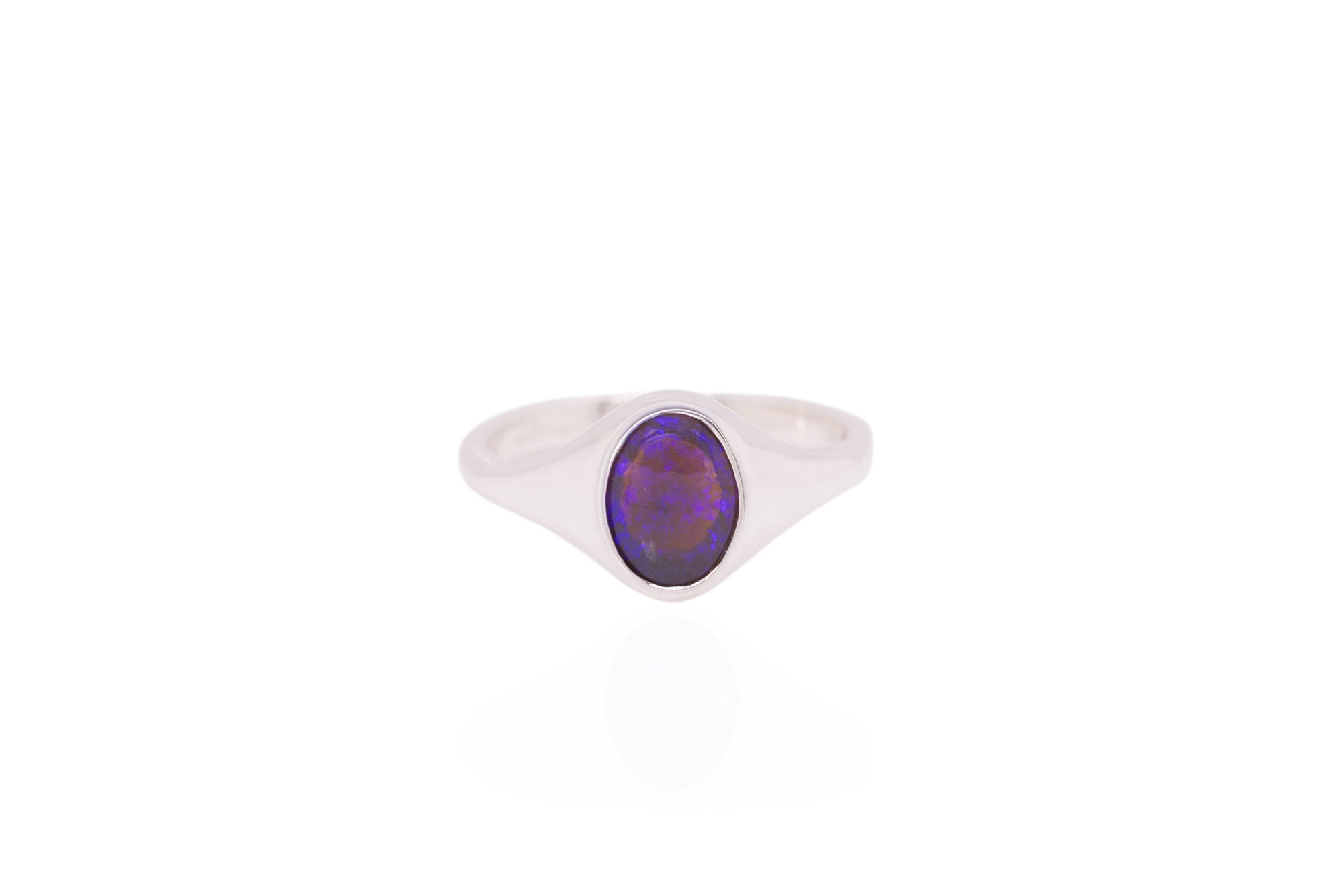 Valentina — Sterling Silver 0.76 ct Black Crystal Opal Ring