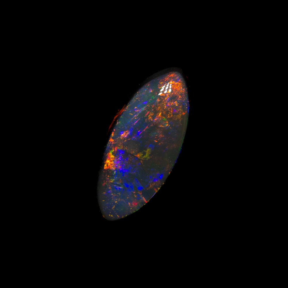 0.84 ct double-sided black opal 9.6x4.5x2.8mm