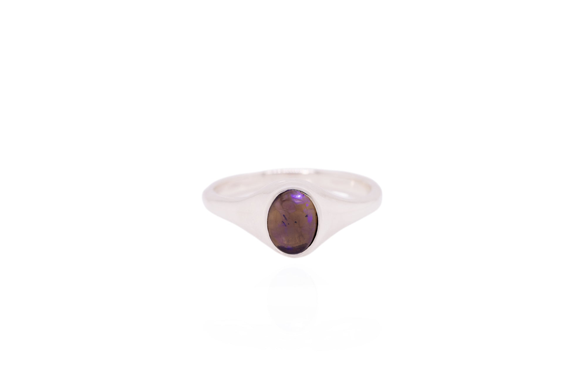 Valentina — Sterling Silver 0.95 ct Black Crystal Opal Ring