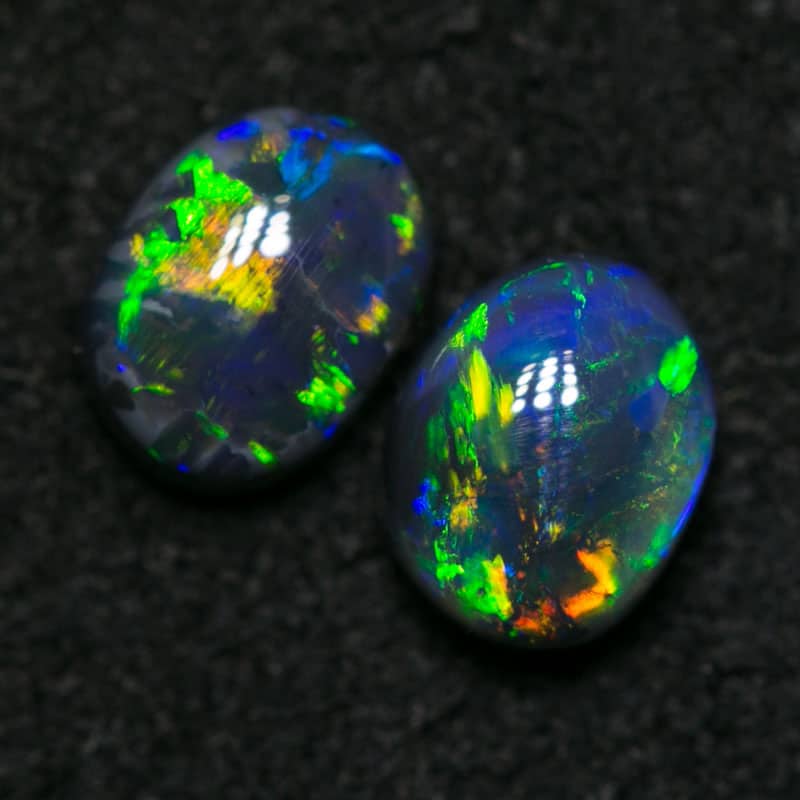 0.95 ct gem black opal pair 5x4mm