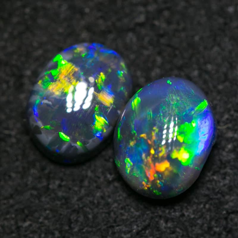 0.95 ct gem black opal pair 5x4mm