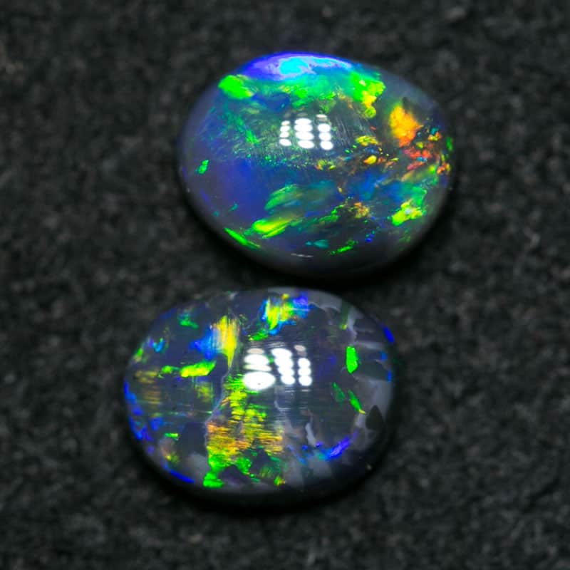 0.95 ct gem black opal pair 5x4mm
