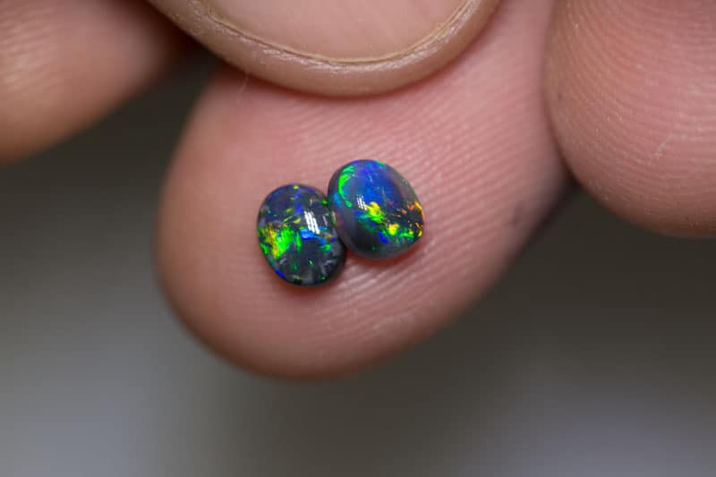 0.95 ct gem black opal pair 5x4mm