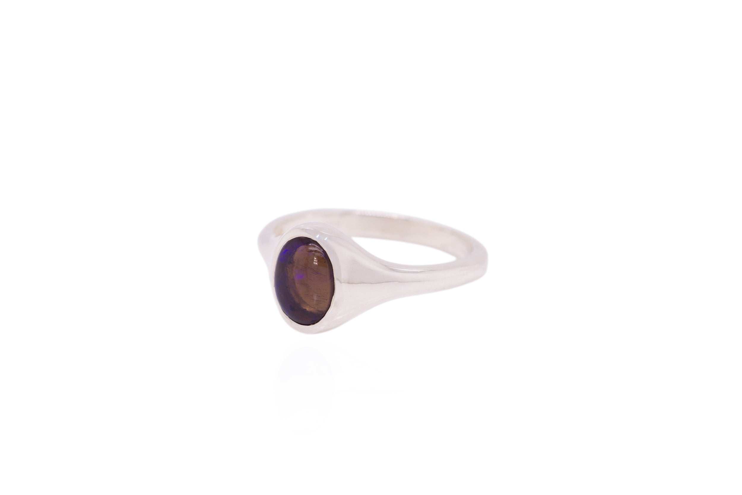 Valentina — Sterling Silver 0.95 ct Black Crystal Opal Ring