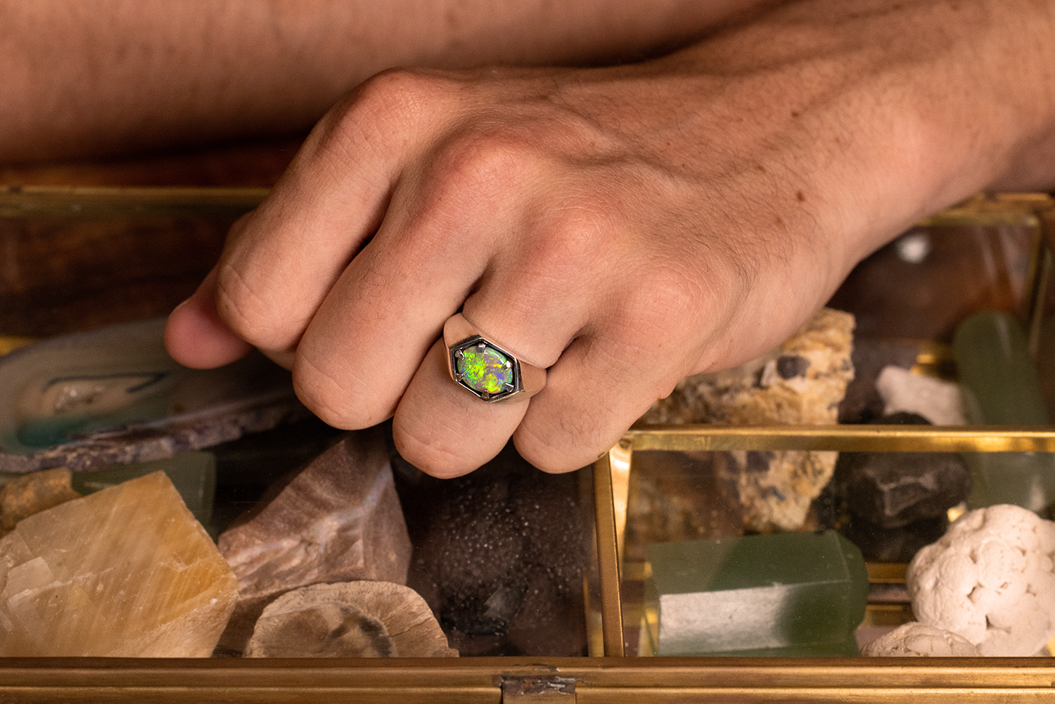 Saxon Ring Sterling Silver with 2.09ct crystal opal