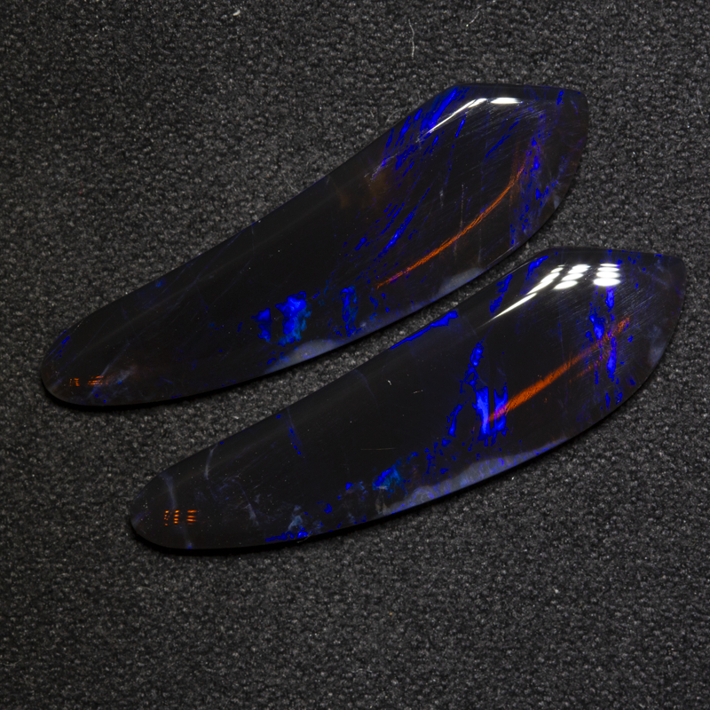8.04 ct black crystal opal pair 29x8.1x2.4mm