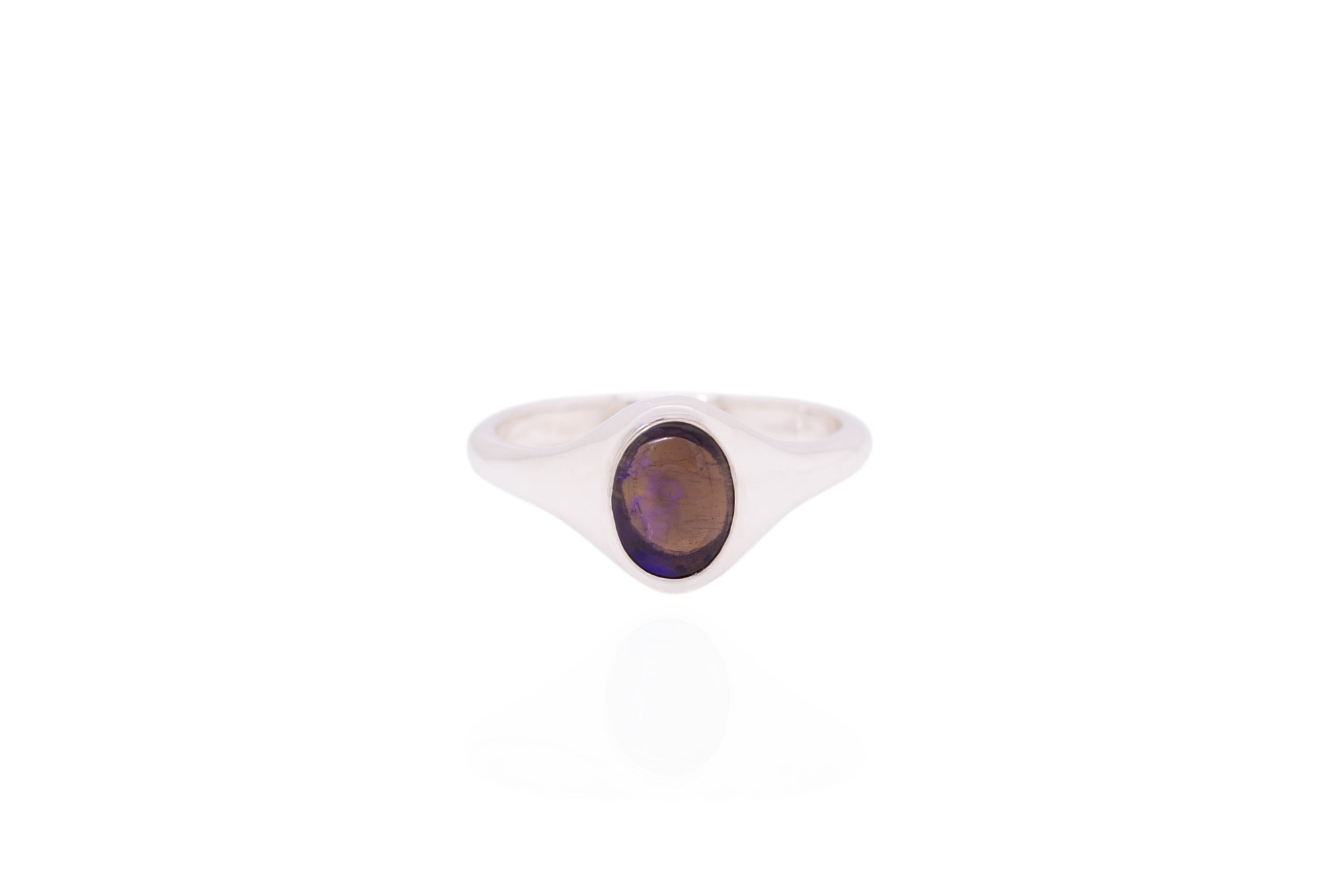 Valentina — Sterling Silver 1.07 ct Black Crystal Opal Ring
