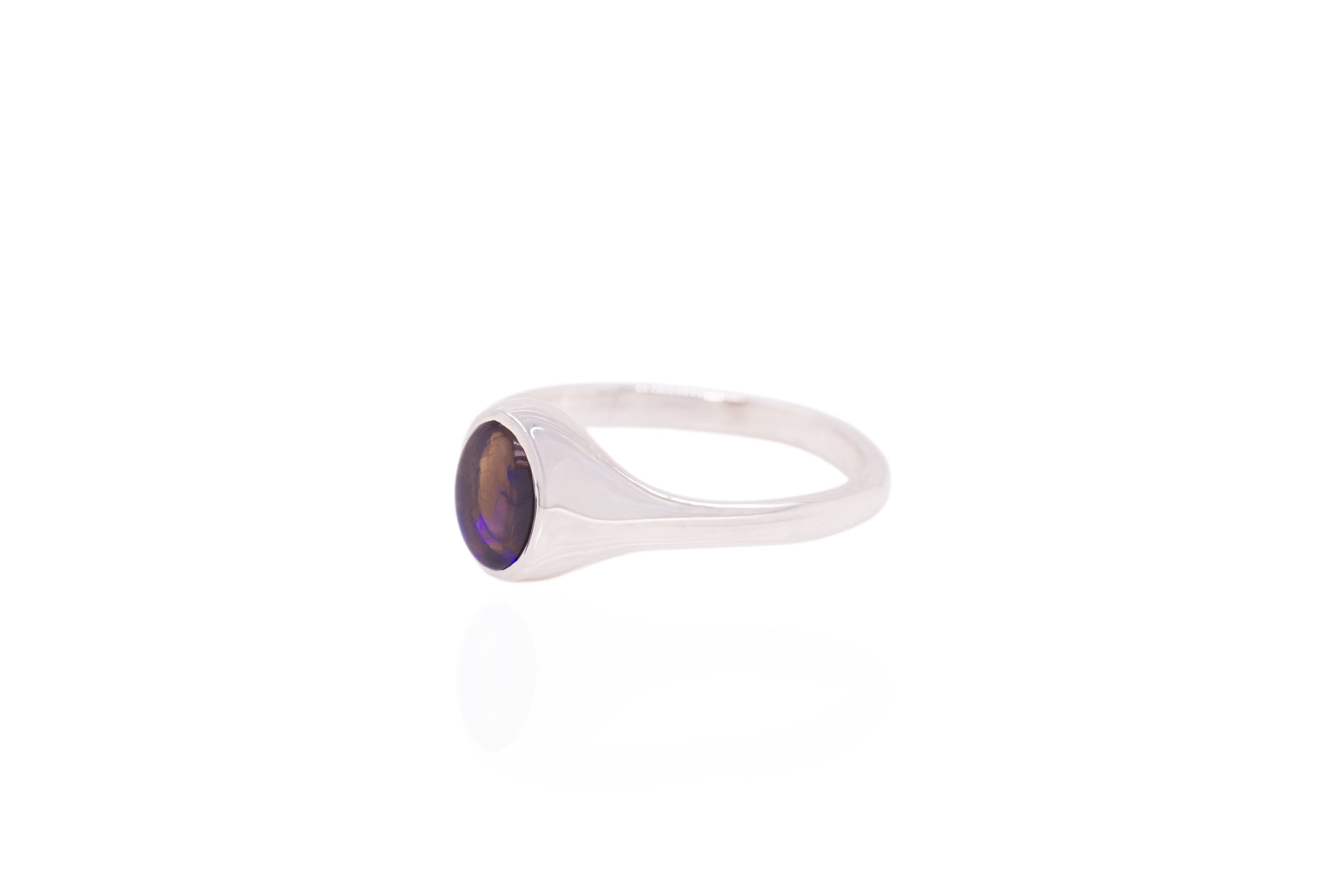 Valentina — Sterling Silver 1.07 ct Black Crystal Opal Ring
