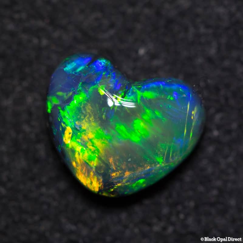 1.41 ct gem black opal heart double sided 8.3x7x4mm