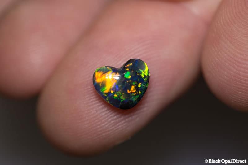 1.41 ct gem black opal heart double sided 8.3x7x4mm