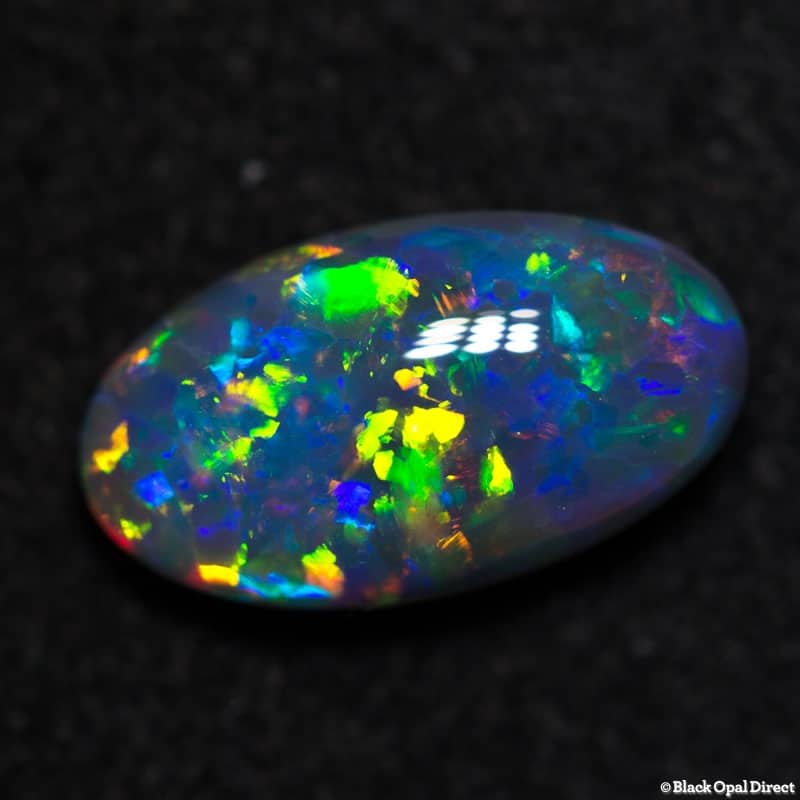 1.91 ct gem black opal cloverleaf pattern