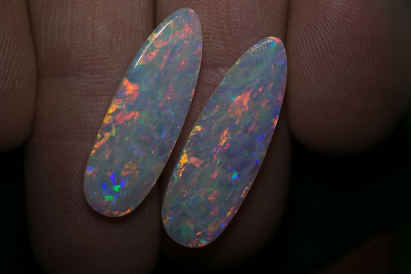 10.69 ct crystal opal pair 28x10x3mm