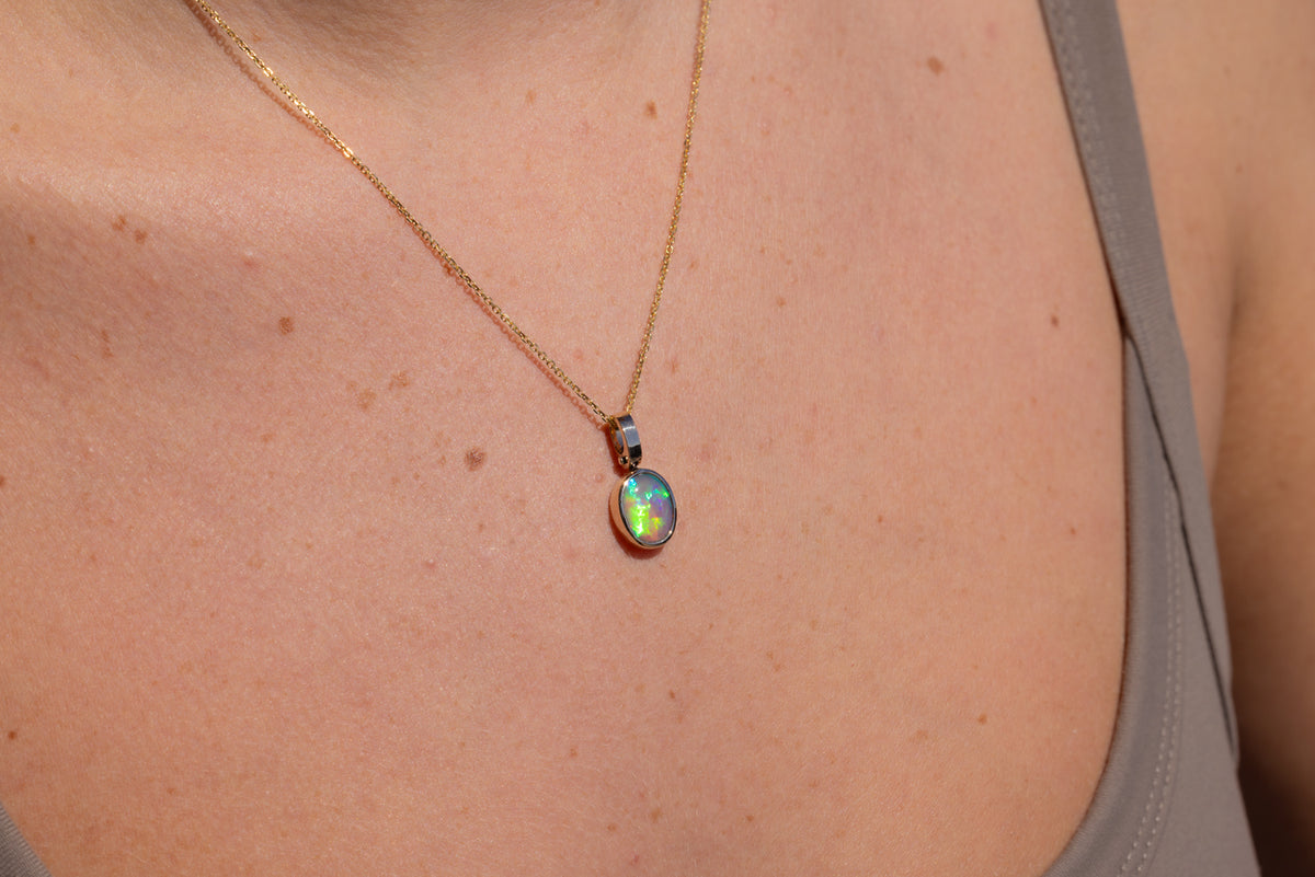 Tatiana — 10kt Yellow Gold 1.82 ct Crystal Opal Pendant