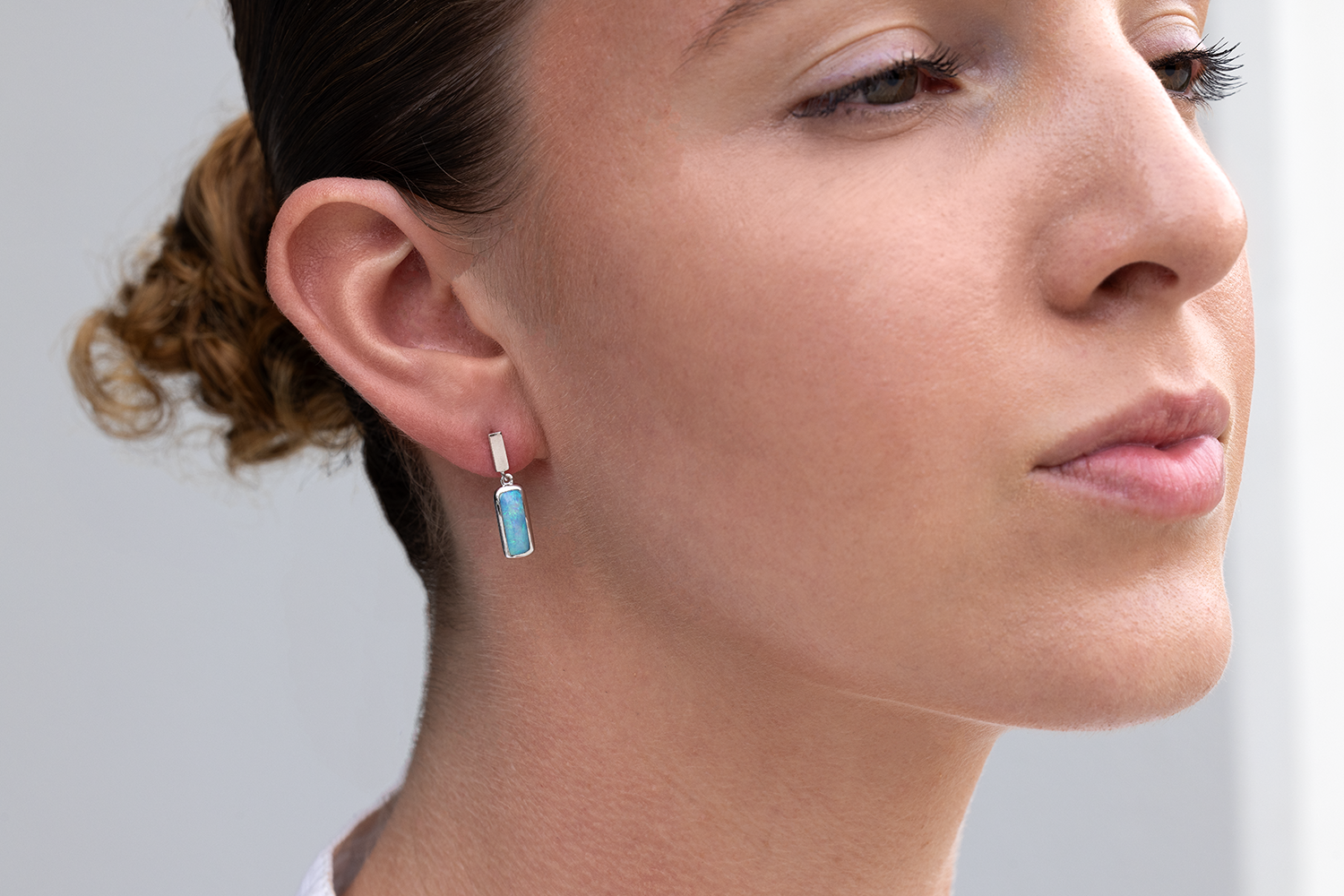 Drop Stud Earrings Sterling Silver with 2.96ct Boulder Opals