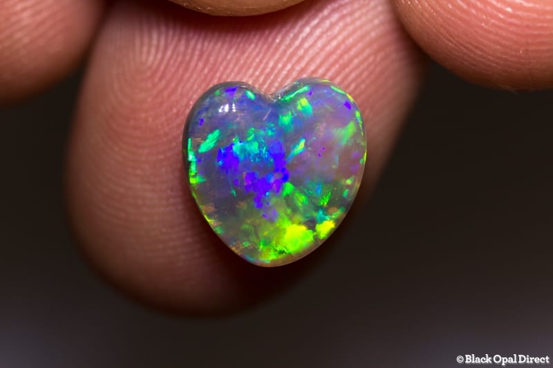 3.31 ct semi black opal heart 11x10.5x4.5mm
