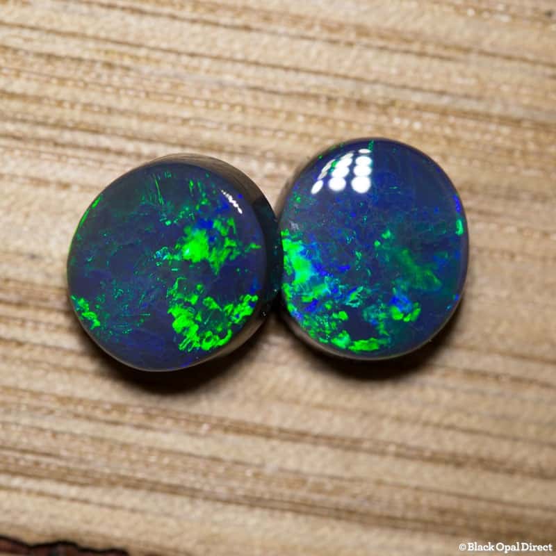 3.89 ct black opal gem pair 9x8x4mm Kevin
