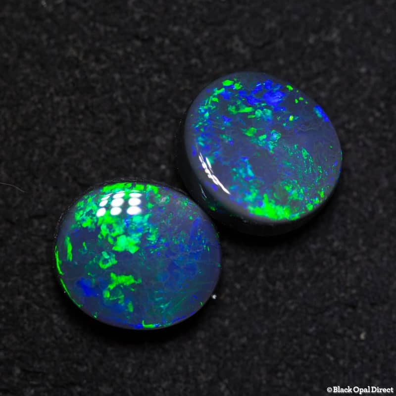 3.89 ct black opal gem pair 9x8x4mm Kevin