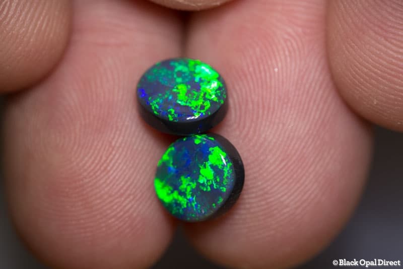 3.89 ct black opal gem pair 9x8x4mm Kevin
