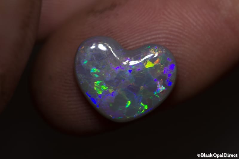 4.02 ct heart shaped semi black opal 14x11x3mm