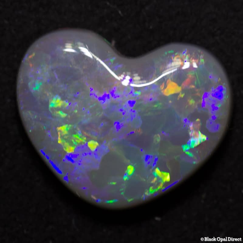 4.02 ct heart shaped semi black opal 14x11x3mm