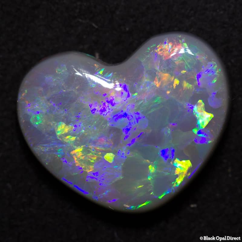 4.02 ct heart shaped semi black opal 14x11x3mm