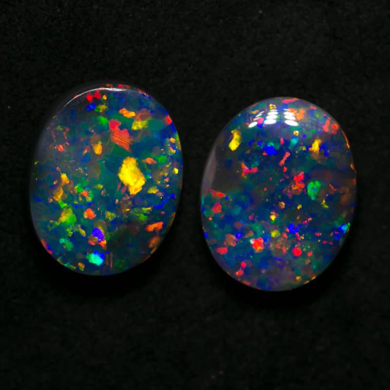 4.78 ct gem black opal pair 10x8.6mm